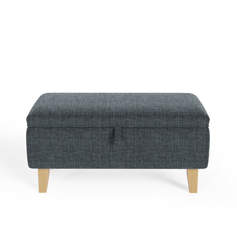 Livingandhome Dark Grey Linen 2-in-1 Storage Ottoman
