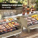 Outsunny Portable Barbecue Grill With Adjustable Grates For Camping, Khaki