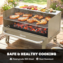 Outsunny Portable Barbecue Grill With Adjustable Grates For Camping, Khaki
