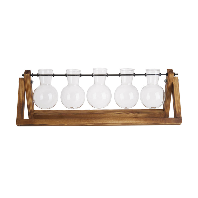 Lifeideas Wooden Plant Propagation Station with 5 Bulbs Vase