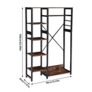 Livingandhome Rustic Brown Clothes Rack with Storage Shelves