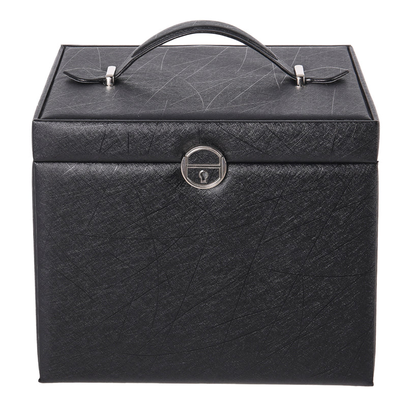 Sheonly Large Multi Tier Faux Leather Jewellery Storage Box with Handle