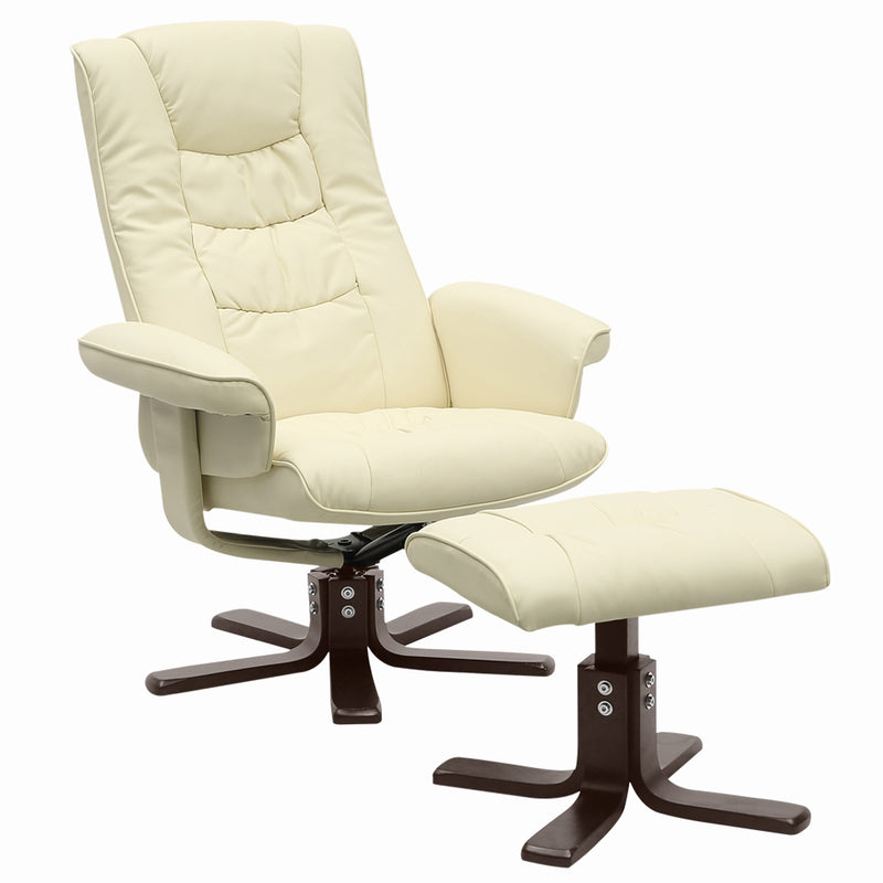 Livingandhome Upholstered Swivel Recliner Chair with Ottoman