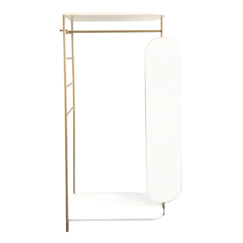 Livingandhome Modern Metal Clothes Rail with Mirror