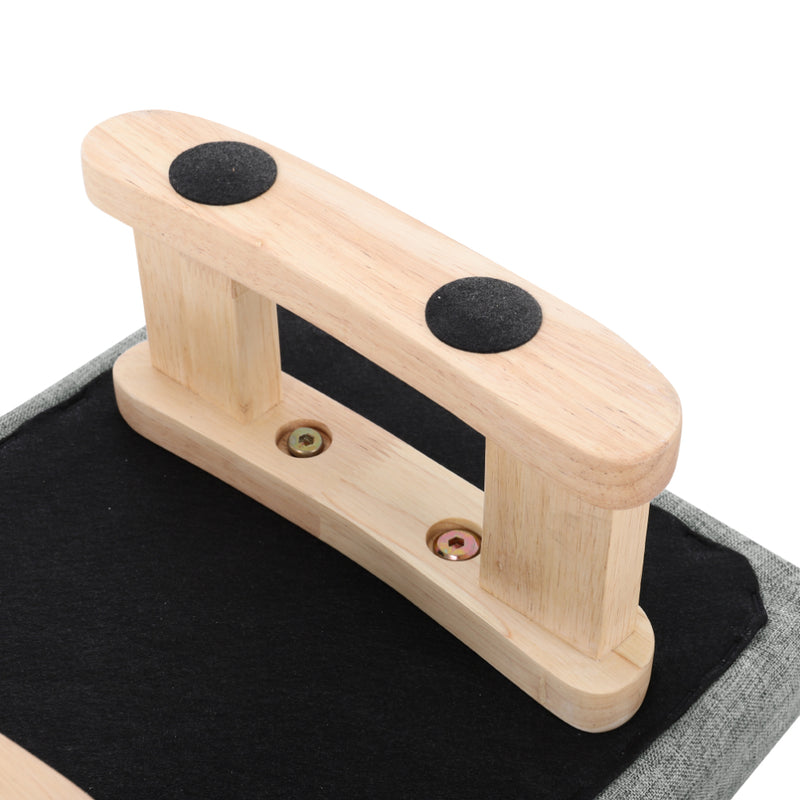 Livingandhome Linen Upholstered Footstool with Wooden Legs