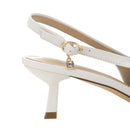 Slingback Pointed Closed Toe Loafer Heels - White