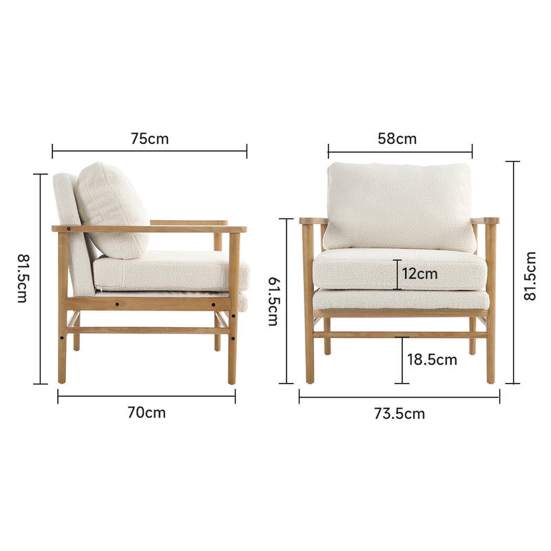 Livingandhome Direct Teddy Bear Fur Wooden Armchair