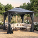 10 x 10FT Metal Frame Hardtop Patio Gazebo with Curtains