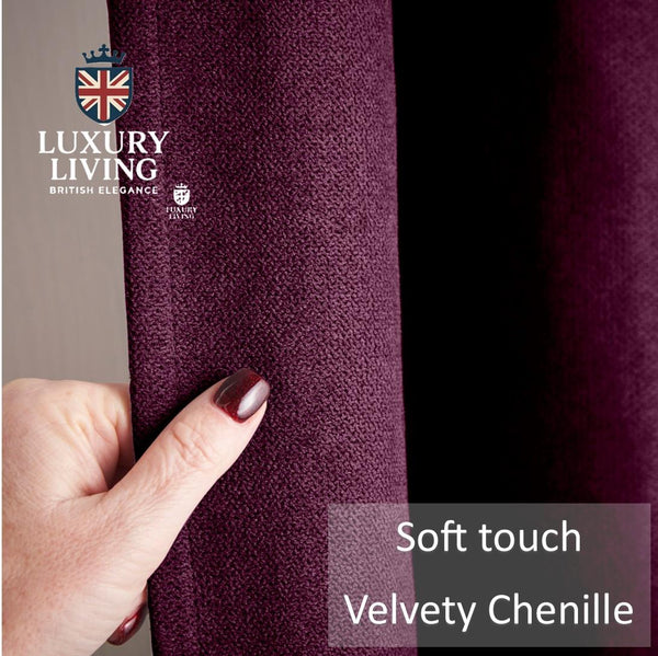 Velvet Chenille Thermal Fleece Lined Single Ring Top Door Curtain