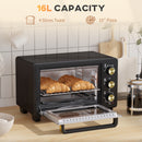 HOMCOM Mini Oven 16L Countertop Oven W/ Adjustable Temp Timer 1400W, Black