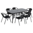 Breeins Outdoor Tempered Glass Garden Table With 6 Rattan Chairs