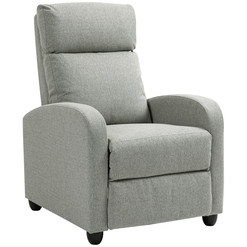 HOMCOM Linen Fabric Reclining Chair with Padded Seat, Light Grey