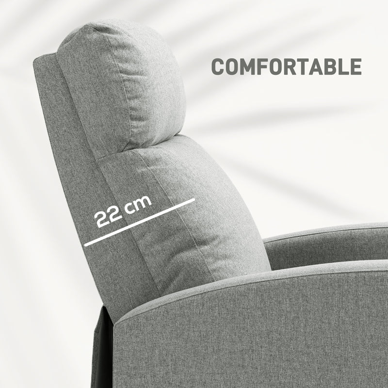 HOMCOM Linen Fabric Reclining Chair with Padded Seat, Light Grey