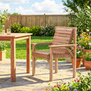 Outsunny Wood Garden Chair Outdoor Dining Chair with Curved Seat, Natural