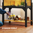 PawHut Wooden Tortoise House With Storage Shelf, Clear Observation Windows