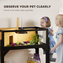 PawHut Wooden Tortoise House With Storage Shelf, Clear Observation Windows