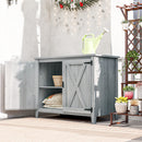 Outsunny Wooden Garden Shed Tool Cabinet 110 x 60 x 88.5 cm, Light Grey