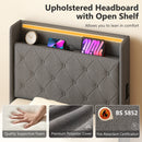 HOMCOM Lift up Storage Bed Frame with RGB LED Lights Dark Grey