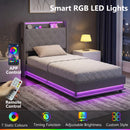 HOMCOM Lift up Storage Bed Frame with RGB LED Lights Dark Grey