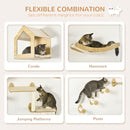 PawHut Cat Wall Furniture Condo Perches Scratch Posts Steps 8 Piece Beige