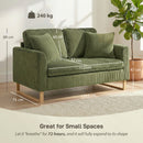 HOMCOM 2 Seater Sofa, Corduroy Sofa w/ Spring Cushions 2 Pillows, Dark Green