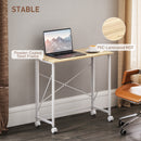HOMCOM Folding Desk on Wheels, Writing Table for Home Office
