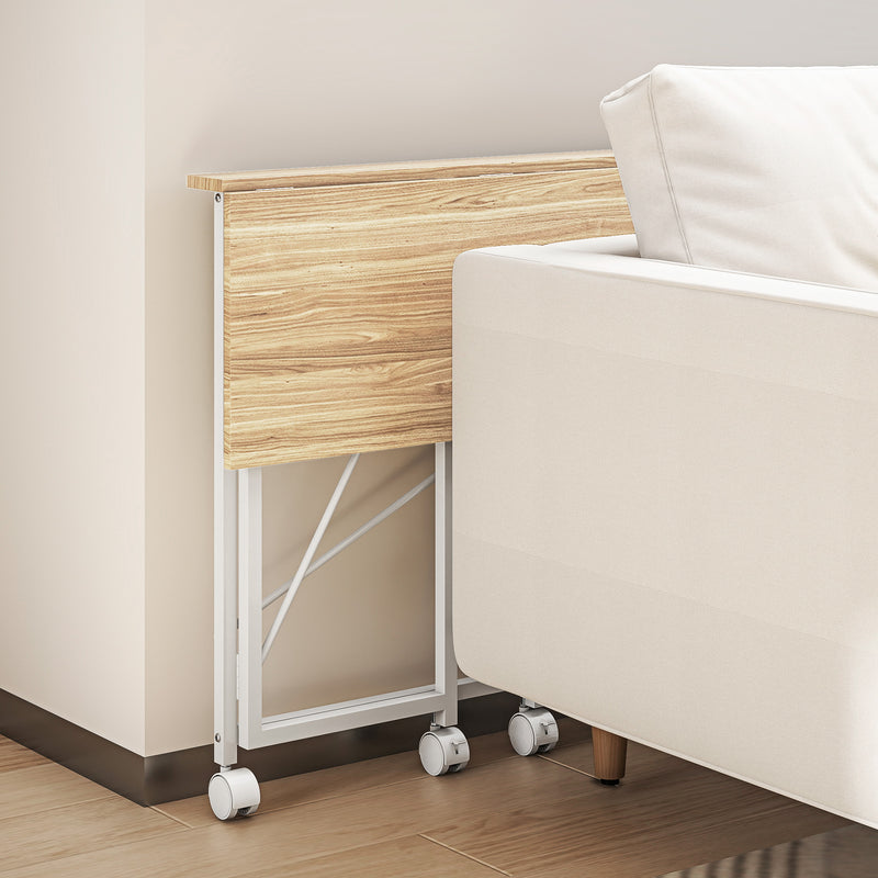 HOMCOM Folding Desk on Wheels, Writing Table for Home Office