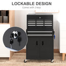 HOMCOM Top Chest And Roller Cabinet Combo Metal Tool Cabinet On Wheels - Black/Blue/Red