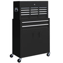 HOMCOM Top Chest And Roller Cabinet Combo Metal Tool Cabinet On Wheels - Black/Blue/Red