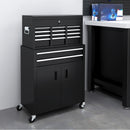 HOMCOM Top Chest And Roller Cabinet Combo Metal Tool Cabinet On Wheels - Black/Blue/Red