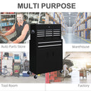 HOMCOM Top Chest And Roller Cabinet Combo Metal Tool Cabinet On Wheels - Black/Blue/Red