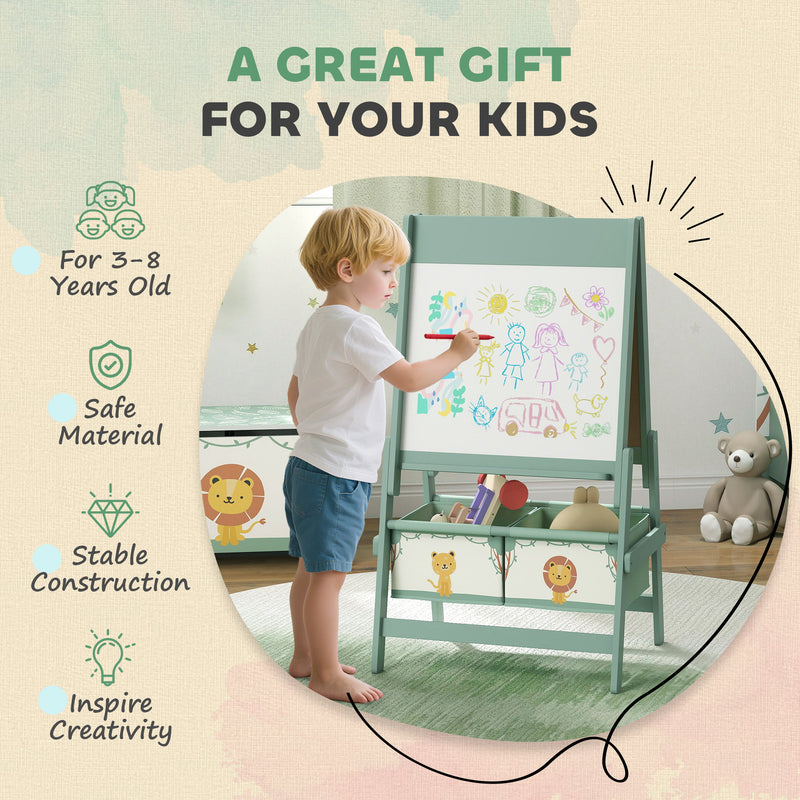 AIYAPLAY 3-in-1 Kids Easel, Double-Sided Art Easel with Paper Roll