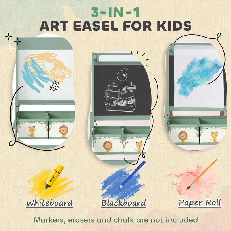 AIYAPLAY 3-in-1 Kids Easel, Double-Sided Art Easel with Paper Roll