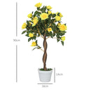 Outsunny Set Of 2 90cm Artificial Rose Tree, Fake Decorative Plant