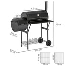 Outsunny Portable Outdoor Charcoal Grill BBQ Grill With Offset Smoker Black