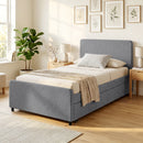 HOMCOM 90 x 190 cm Upholstered Single Bed, Pull Out Trundle Bed, Dark Grey