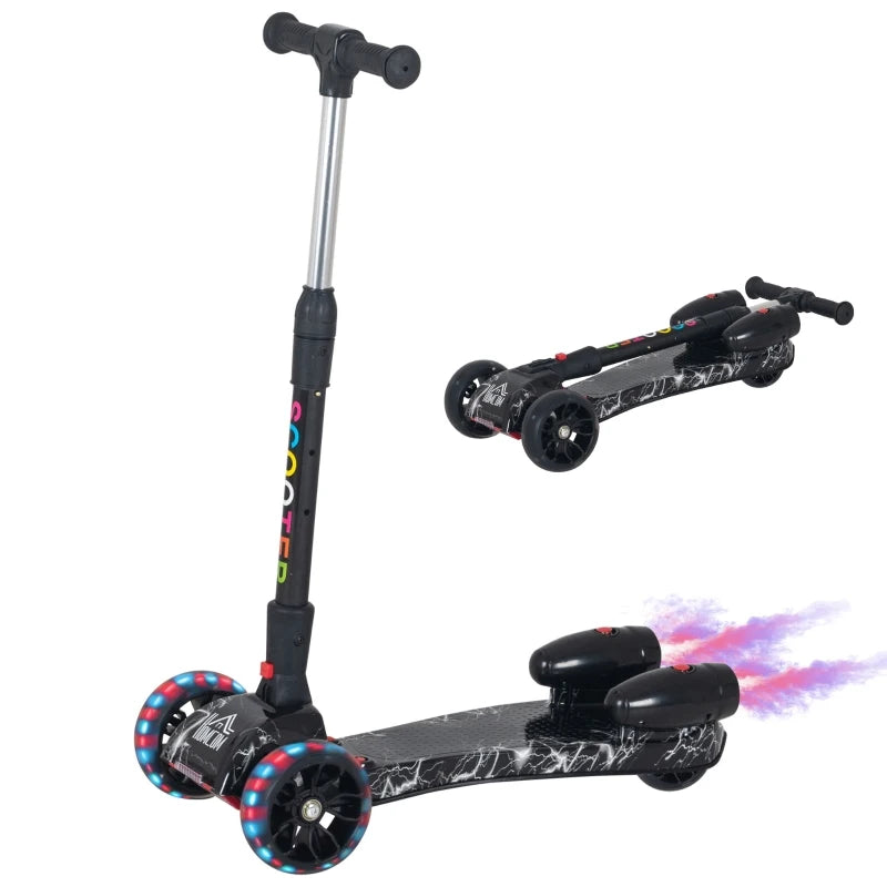 HOMCOM Kids 3 Wheel  Scooter with  Water Spray -  Black