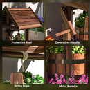 Outsunny Wooden Wishing Well Planter, Flower Planter with Drainage Hole