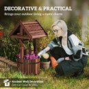 Outsunny Wooden Wishing Well Planter, Flower Planter with Drainage Hole