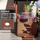 Outsunny Wooden Wishing Well Planter, Flower Planter with Drainage Hole