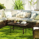 Outsunny Metal Garden Coffee Table with Slatted Tabletop, Brown