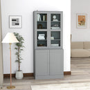 HOMCOM Modern Bookcase Display Storage Cabinet w/ Doors Adjustable Shelves