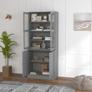 HOMCOM Modern Bookcase Display Storage Cabinet w/ Doors Adjustable Shelves