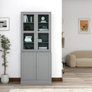 HOMCOM Modern Bookcase Display Storage Cabinet w/ Doors Adjustable Shelves