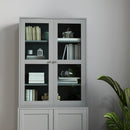 HOMCOM Modern Bookcase Display Storage Cabinet w/ Doors Adjustable Shelves