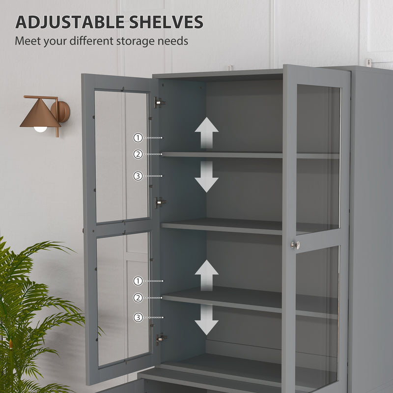 HOMCOM Modern Bookcase Display Storage Cabinet w/ Doors Adjustable Shelves