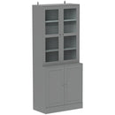 HOMCOM Modern Bookcase Display Storage Cabinet w/ Doors Adjustable Shelves