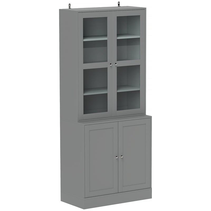 HOMCOM Modern Bookcase Display Storage Cabinet w/ Doors Adjustable Shelves