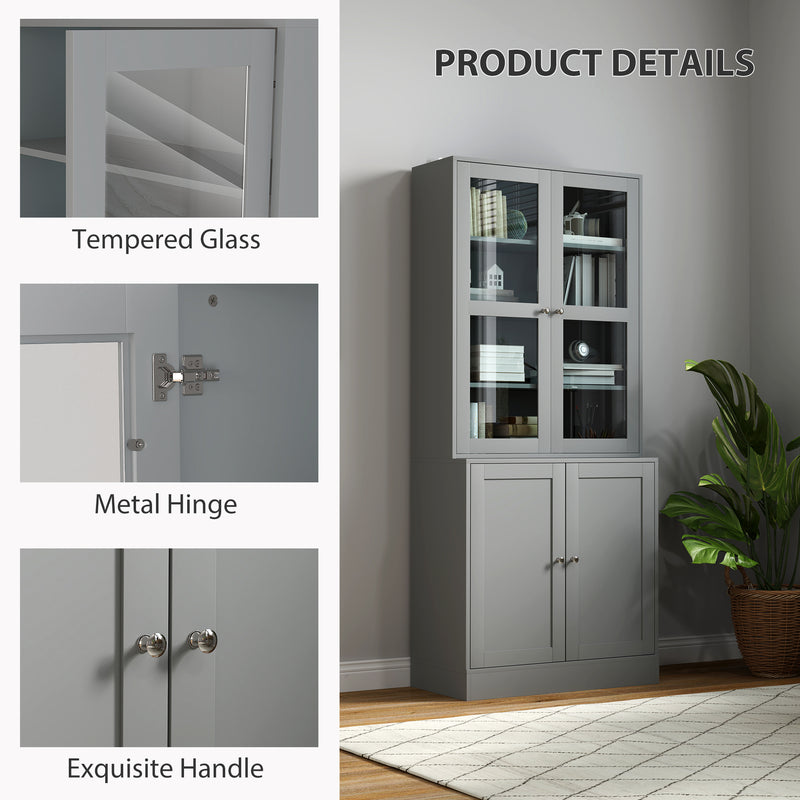 HOMCOM Modern Bookcase Display Storage Cabinet w/ Doors Adjustable Shelves