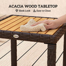 Outsunny 3-Piece Rattan Bistro Set with Acacia Wood Table